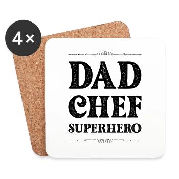 Dad Chef Superheld Papa - Untersetzer (4er-Set) - Weiß - Vorne