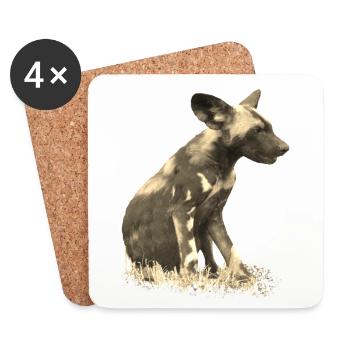 Wildhund in Sepia - Hund - Wildtier - Afrika - Untersetzer (4er-Set) - Weiß - Vorne