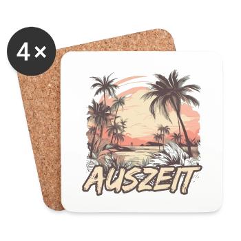 Auszeit Urlaub Hängematte Strand - Untersetzer (4er-Set) - Weiß - Vorne