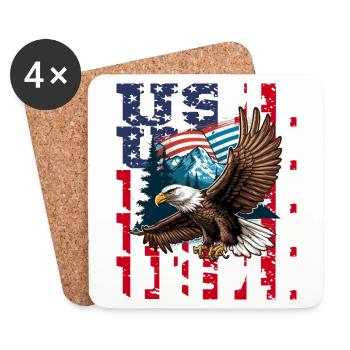 USA Flagge Adler für Patrioten - Untersetzer (4er-Set) - Weiß - Vorne