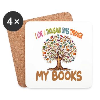 I Live A Thousand Lives Through My Books - Untersetzer (4er-Set) - Weiß - Vorne