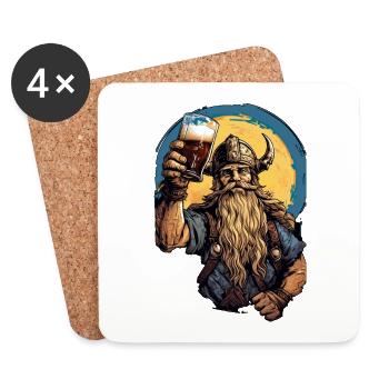 Beer And Valhalla Wikinger - Untersetzer (4er-Set) - Weiß - Vorne