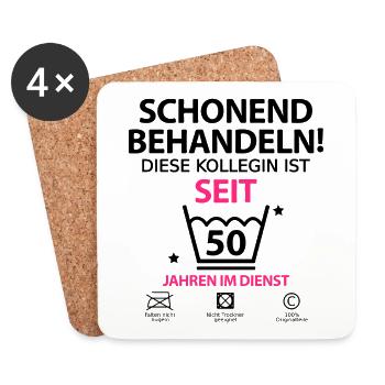 50 jähriges Arbeit Jubiläum für Kollegin - Untersetzer (4er-Set) - Weiß - Vorne