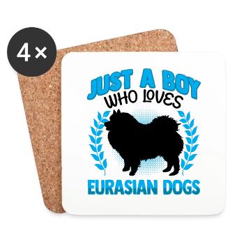 Boy the Eurasier loves Eurasian Spitz - Coasters (set of 4) - white - Front