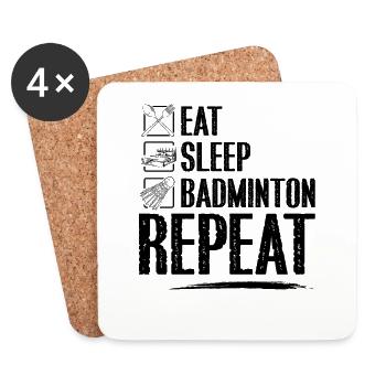 eat sleep badminton repeat - Untersetzer (4er-Set) - Weiß - Vorne