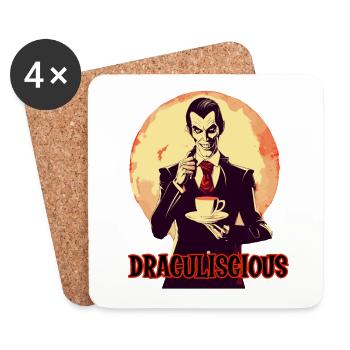 A vampire drinking coffee at night - Coasters (set of 4) - white - Front