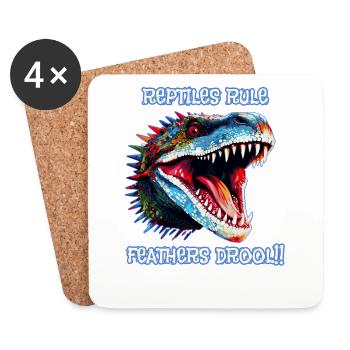 Tête de reptile, Règle des reptiles, Bave de plumes - Dessous de verre (lot de 4) - blanc - Devant