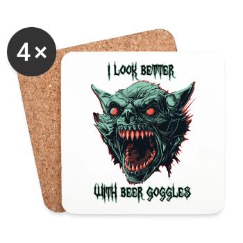 Lunettes de bière de goule démoniaque - Dessous de verre (lot de 4) - blanc - Devant
