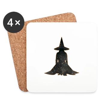 Witch Silhouette Profile, Halloween - Coasters (set of 4) - white - Front