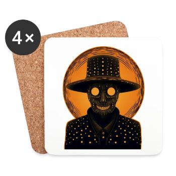 An orange skeleton wearing a hat - Coasters (set of 4) - white - Front
