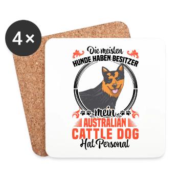 Australian Cattle Dog a du personnel - Dessous de verre (lot de 4) - blanc - Devant