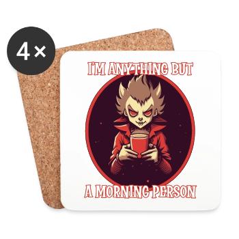 Kawaii vampire buvant du café, personne du matin - Dessous de verre (lot de 4) - blanc - Devant