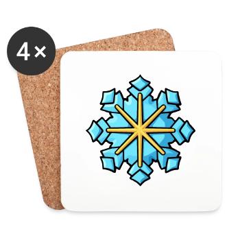 Icône de neige de flocon de neige - Dessous de verre (lot de 4) - blanc - Devant
