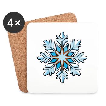 Icône de neige de flocon de neige - Dessous de verre (lot de 4) - blanc - Devant
