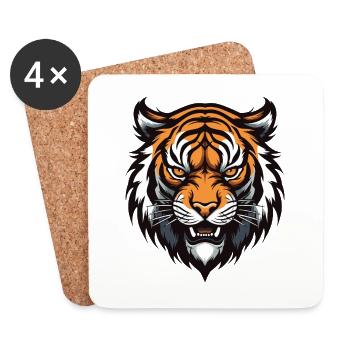 Tiger Head - Coasters (set of 4) - white - Front