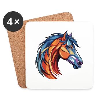 Tête de cheval - Dessous de verre (lot de 4) - blanc - Devant