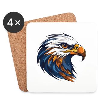 Adler Kopf - Untersetzer (4er-Set) - Weiß - Vorne