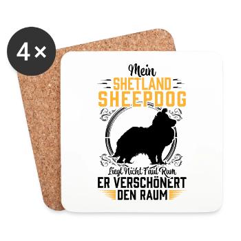 Shetland Sheepdog ist nicht faul Sheltie - Untersetzer (4er-Set) - Weiß - Vorne