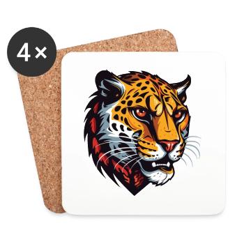Tête de guépard - Dessous de verre (lot de 4) - blanc - Devant