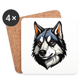 Husky Dog Head - Coasters (set of 4) - white - Front