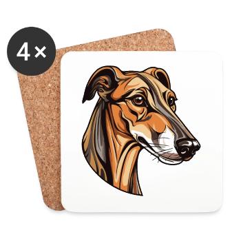Greyhound Hund Kopf - Untersetzer (4er-Set) - Weiß - Vorne