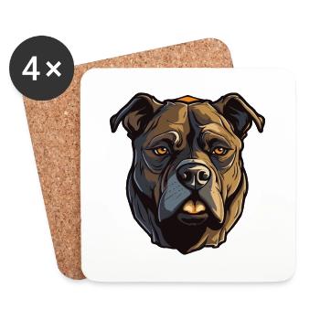 Staffordshire Bull Terrier Dog Head - Coasters (set of 4) - white - Front