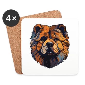 Chow Chow Hund Kopf - Untersetzer (4er-Set) - Weiß - Vorne