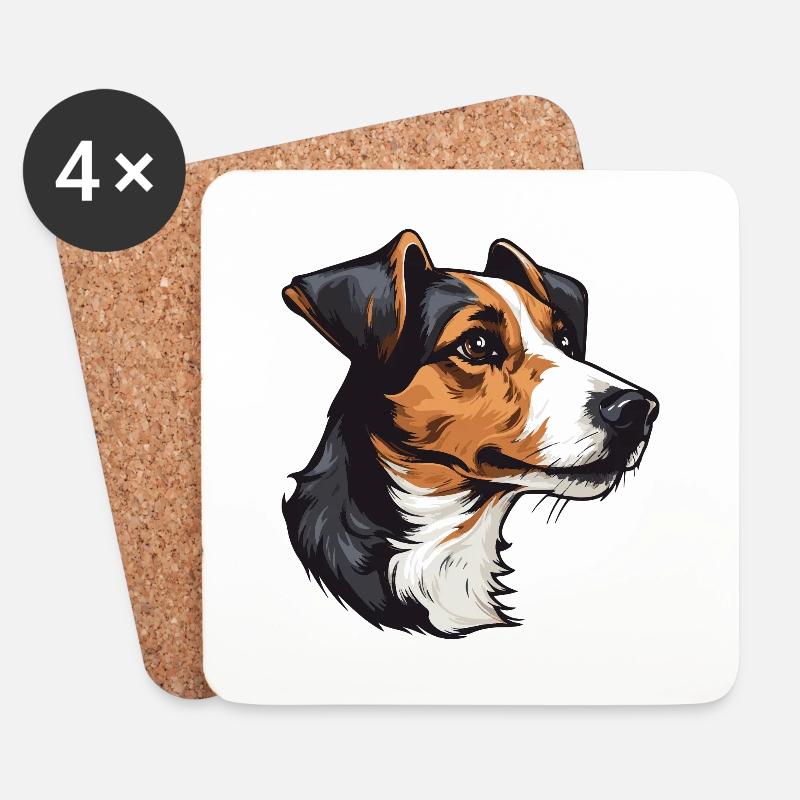 Jack Russel Terrier Hund Kopf - Untersetzer (4er-Set) - Weiß