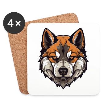 Akita Dog Head - Coasters (set of 4) - white - Front