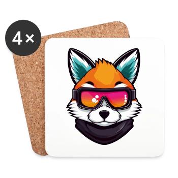 Fuchs Ski Brille Comic - Untersetzer (4er-Set) - Weiß - Vorne