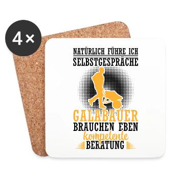 Galabauer führt Selbstgespräche Landschaftsgärtner - Untersetzer (4er-Set) - Weiß - Vorne