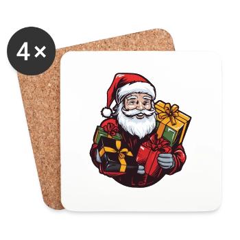 Cadeaux du Père Noël - Dessous de verre (lot de 4) - blanc - Devant