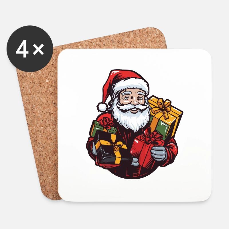 Weihnachtsmann Geschenke - Untersetzer (4er-Set) - Weiß