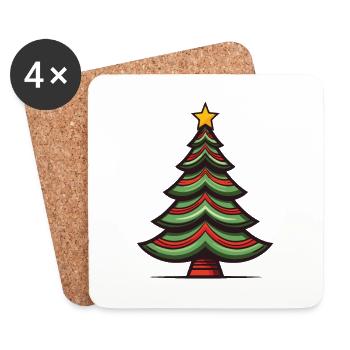 Arbre de Noël Noël - Dessous de verre (lot de 4) - blanc - Devant