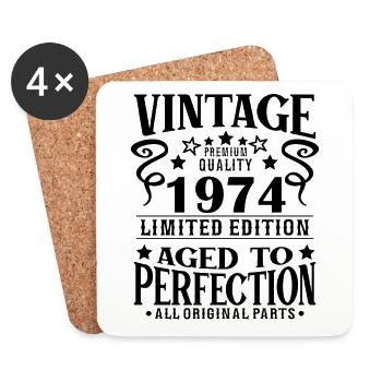 Retro Vintage 1974 Anniversaire 50 Ans Né en 1974 - Dessous de verre (lot de 4) - blanc - Devant