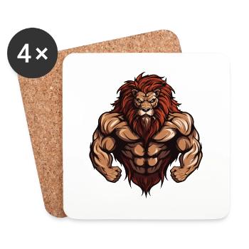 Löwe Fitness Muskeln Workout Gym - Untersetzer (4er-Set) - Weiß - Vorne