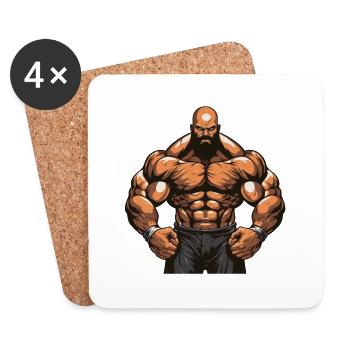 Muscles Musculation Entraînement Bodybuilders - Dessous de verre (lot de 4) - blanc - Devant