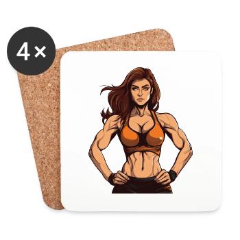 Woman Muscles Workout Gym Girl - Coasters (set of 4) - white - Front