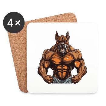 Hund Muskeln Workout Gym Fitness - Untersetzer (4er-Set) - Weiß - Vorne