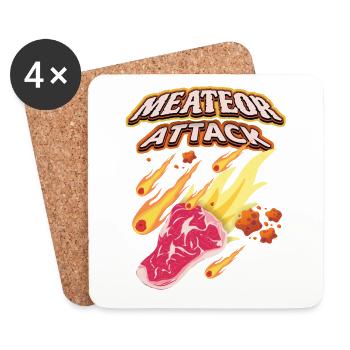 Steak, Meat, Funny Saying - Coasters (set of 4) - white - Front