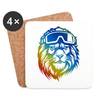 Löwe Snowboard Ski Brille Bunt - Untersetzer (4er-Set) - Weiß - Vorne