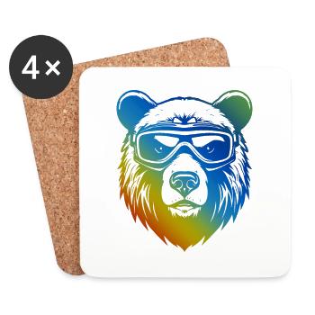 Bear Lunettes de ski colorées - Dessous de verre (lot de 4) - blanc - Devant