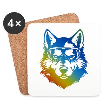 Wolf Snowboard Ski Goggles Colorful - Coasters (set of 4) - white - Front