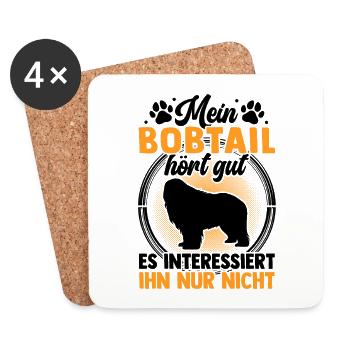 Bobtail hört gut Altenglischer Schäferhund - Untersetzer (4er-Set) - Weiß - Vorne
