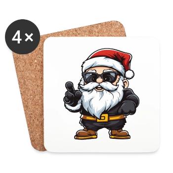 Père Noël Illustration de bande dessinée - Dessous de verre (lot de 4) - blanc - Devant
