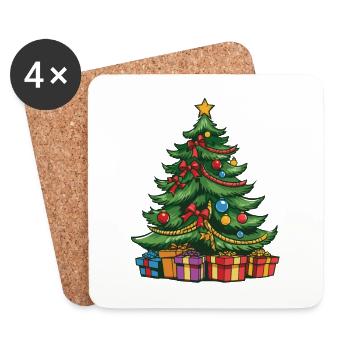 sapin Noël sapin - Dessous de verre (lot de 4) - blanc - Devant