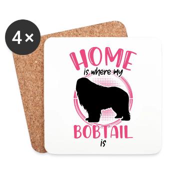 Bobtail is home to Old English Shepherd - Coasters (set of 4) - white - Front