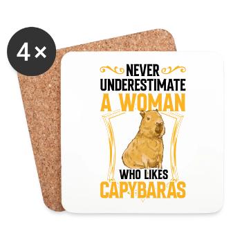 Les femmes atteintes de capybara sous-estiment les capybara - Dessous de verre (lot de 4) - blanc - Devant