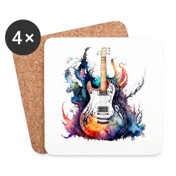 Eine schöne Musik Gitarre gemalt in Wasserfarben - Untersetzer (4er-Set) - Weiß - Vorne