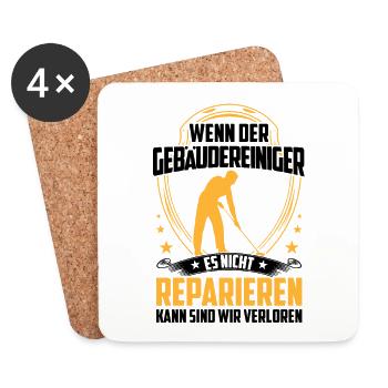 Gebäudereiniger nicht reparieren Reinigungskraft - Untersetzer (4er-Set) - Weiß - Vorne